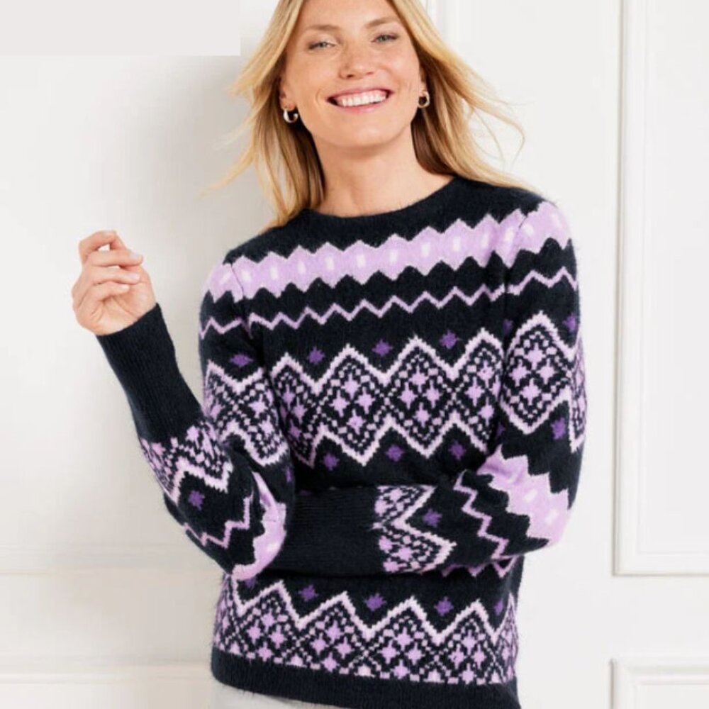 Talbots Crewneck Sweater - Diamond Fair Isle - New - Size M